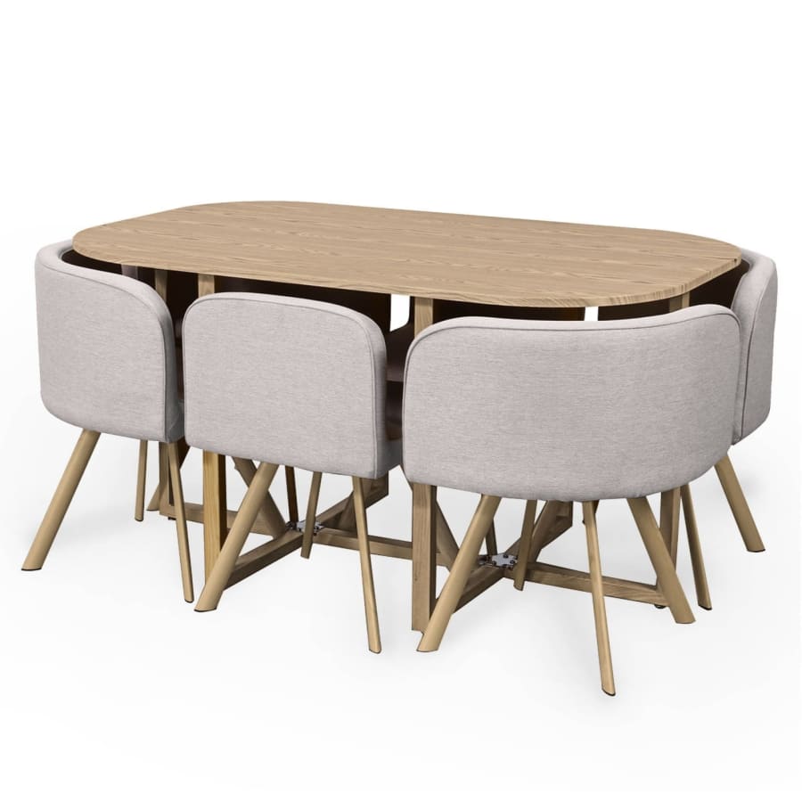 Ensemble table + 6 chaises encastrables beiges